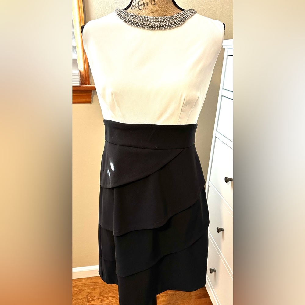 Fancy Sleeveless Dress w/gorgeous detailed neckline.